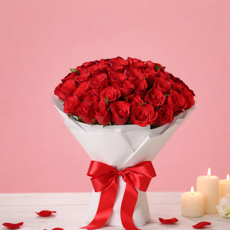 45 red roses bouquet